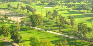 Aerial view of the Tijuana Country Club's golf course.