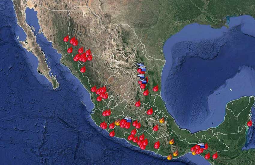 As of Tuesday morning, there were 78 active wildfires in Mexico, according to Mexico's forest management agency Conafor.