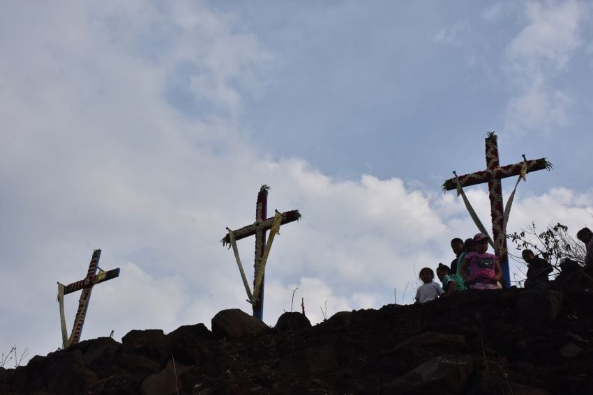 The newly decorated crosses.