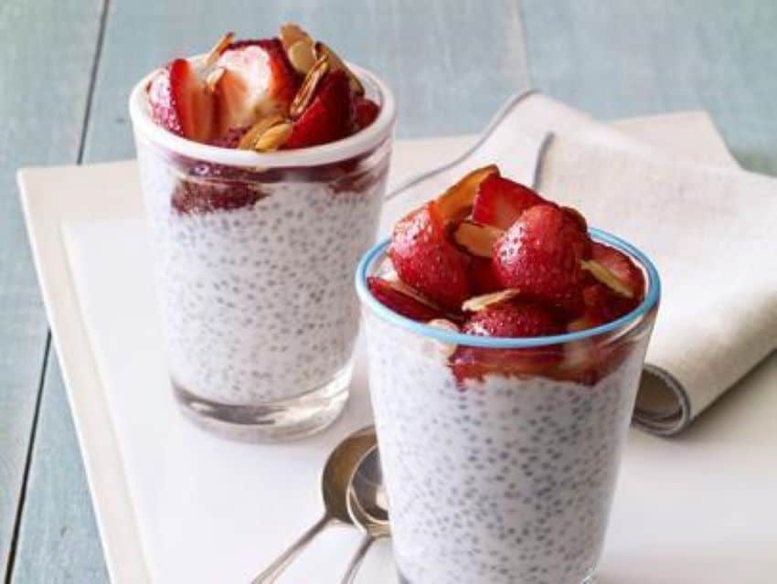 Just about any fruit on hand goes well in chia yogurt pudding.
