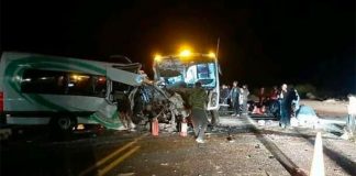 The accident scene Tuesday morning in Caborca.