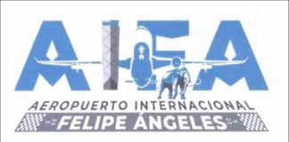 The logo of the new airport