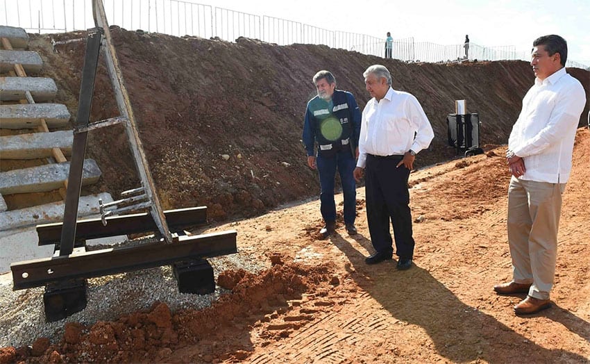 President López Obrador inspects construction progress on one of his favorite infrastructure projects.