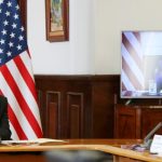 President López Obrador and United States President Joe Biden during a video conferencing call in March.
