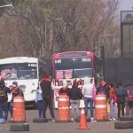 The students' protest at Oaxaca airport.