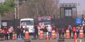 The students' protest at Oaxaca airport.
