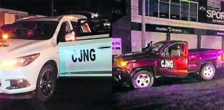 Two CJNG vehicles abandoned in Zamora, Michoacán, after a shootout in May 2019.