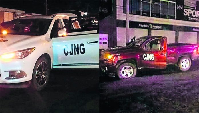 Two CJNG vehicles abandoned in Zamora, Michoacán, after a shootout in May 2019.