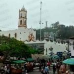 Flyers cling to the pole in Papantla, Veracruz.