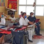 Teachers at a Campeche school at a meeting to prepare for the reopening of 137 primary schools in the state.