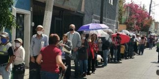 With lines for vaccination like this one earlier this month in Tlaquepaque, Jalisco, some Mexicans who can afford the cost are opting to travel to the US to get a jab.