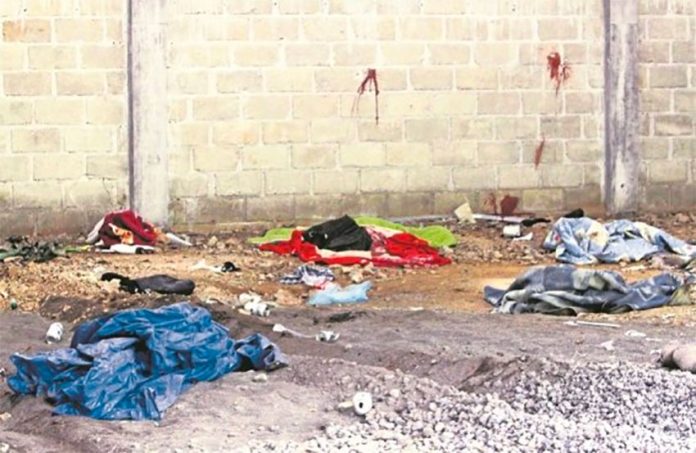 The crime scene, a warehouse in Tlatlaya, México state.