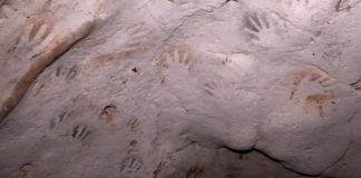 The children's handprints have been determined by archaeologists to be more than 1,200 years old.
