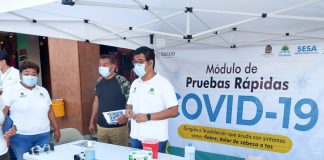 Covid-19 rapid testing station in Cancún