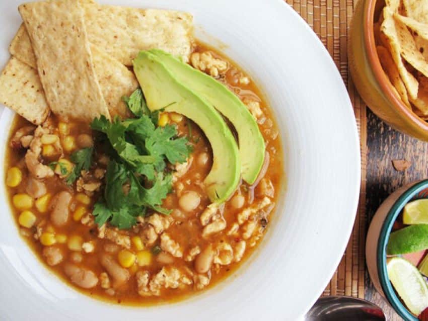 This chili uses chicken instead of beef.