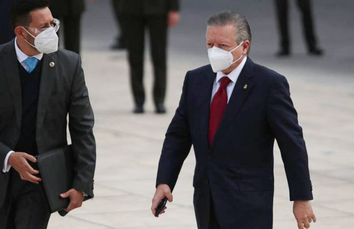 Mexico Supreme Court Chief Justice Arturo Zaldivar leaving the National Palace
