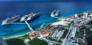 Cruise ships moored in Cozumel