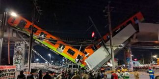 The metro car after Monday night's accident.