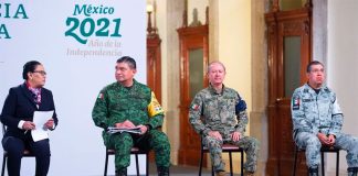 Members of the federal security cabinet at Friday's security briefing during the morning press conference.