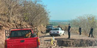 A trench blocks access to Aguililla, Michoacán.