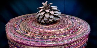 Marina Bañuelos pine-needle bowl with cover