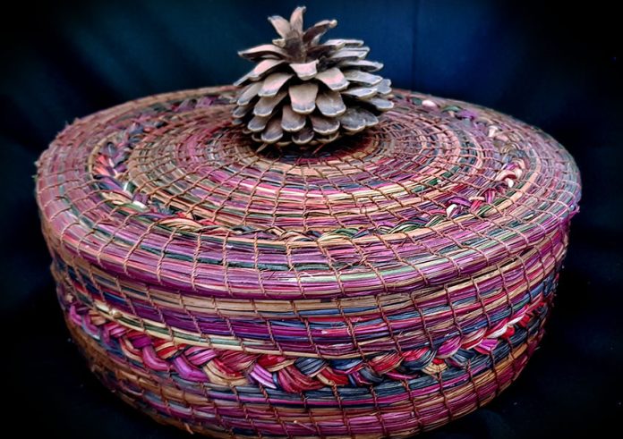 Marina Bañuelos pine-needle bowl with cover