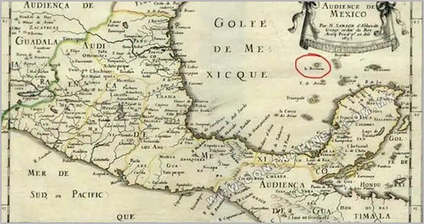 Isla Bermeja on map from 1846