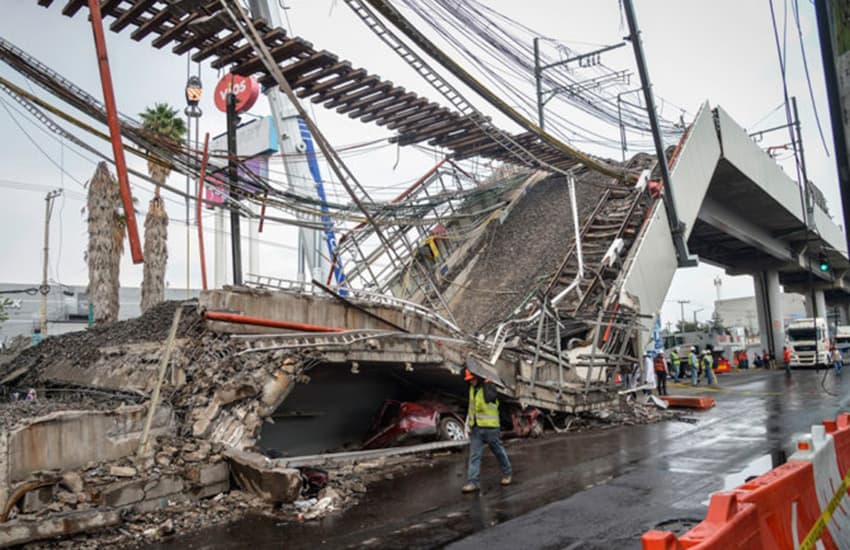 Collapsed overpass of Line 12 Mexico City Metro