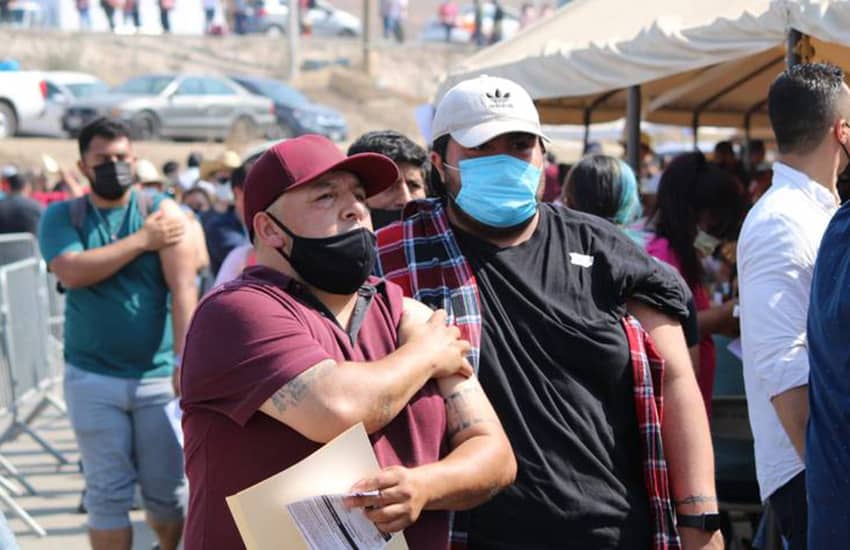 Tijuana residents receive their vaccine.