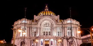 The Palace of Fine Arts in Mexico City.