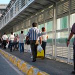Pedestrians at the Nuevo Laredo border crossing in Tamaulipas.