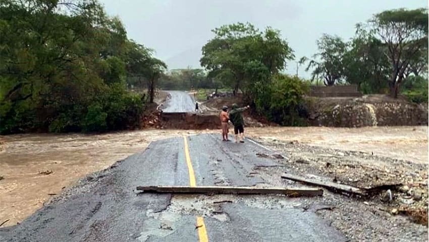 The storm wiped out a bridge in Colima.