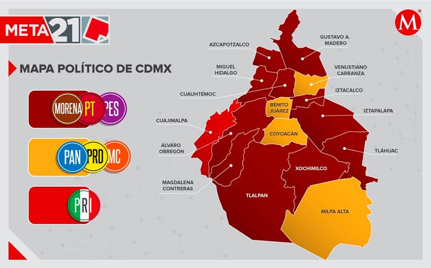 The Mexico City map as it appeared following the 2018 election.