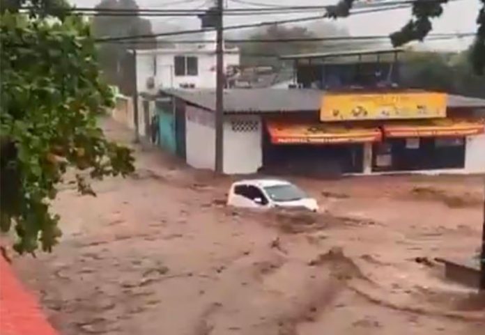 Flooding in Guerrero on the weekend.