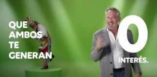 A frame from the offending Moneyman ad.