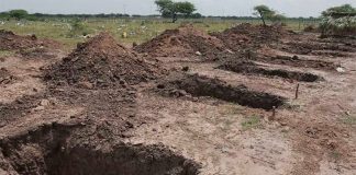 An excavation of mass graves.