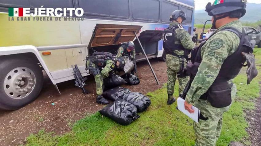 The army's edited image of the meth seizure.