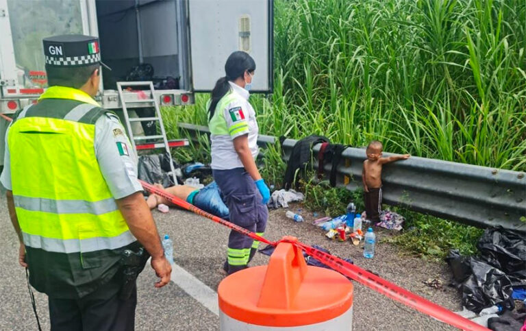 Security officials and the young child