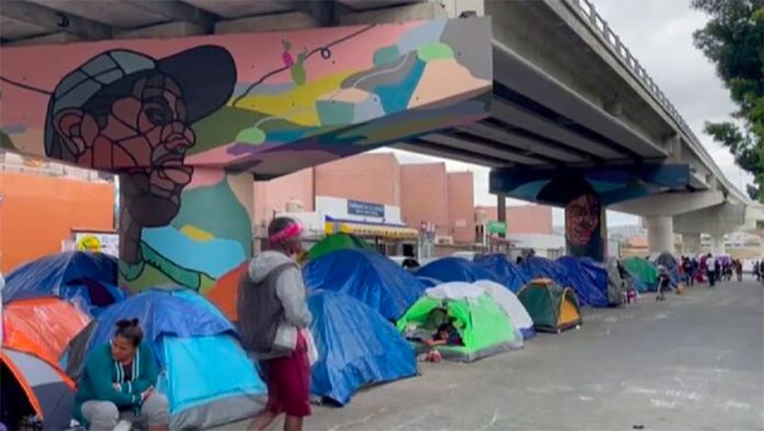 A migrants camp in Tijuana.