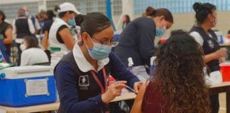 A vaccination center in Tlalpan, Mexico City.