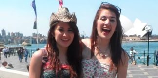 Melissa, left, and Georgia Laurie were swimming when the reptile attacked.