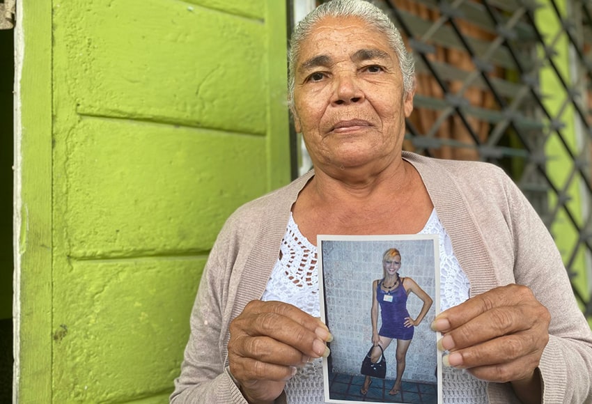 Transgender activist Vicky Hernández in a photo held by her mother, Rosa Hernández.