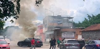 Scene of the ambush in Tuxtla Gutiérrez in which a Sinaloa Cartel plaza chief was killed.