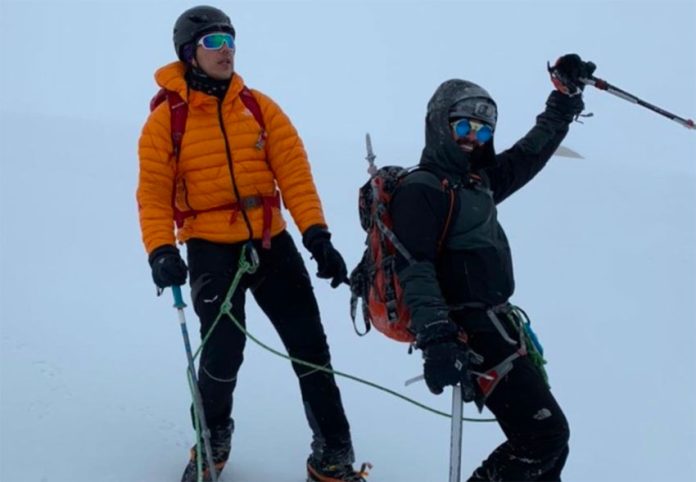 The two climbers at the summit of Denali.