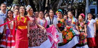 Oaxaca women in traditional dress at the 2020 International Day of Indigenous Languages