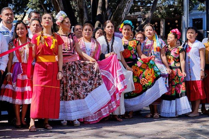 Oaxaca women in traditional dress at the 2020 International Day of Indigenous Languages