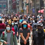 Masked pedestrians in Mexico City