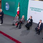 Five cabinet ministers await their turn at the podium on Tuesday.