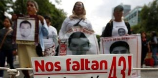 A protest against the 2014 disappearance of 43 students from Iguala, Guerrero