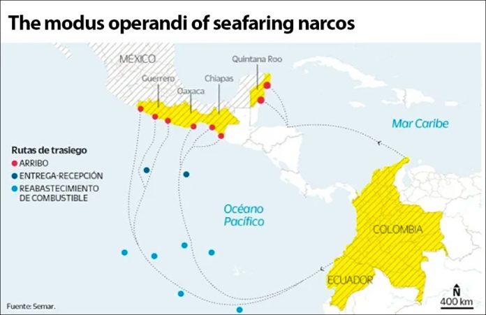 Drug smuggling routes from South America